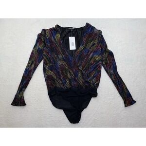 Jealous Tomato Women's Duff Bodysuit Top Disco Club Shimmery Multicolor NWT Larg